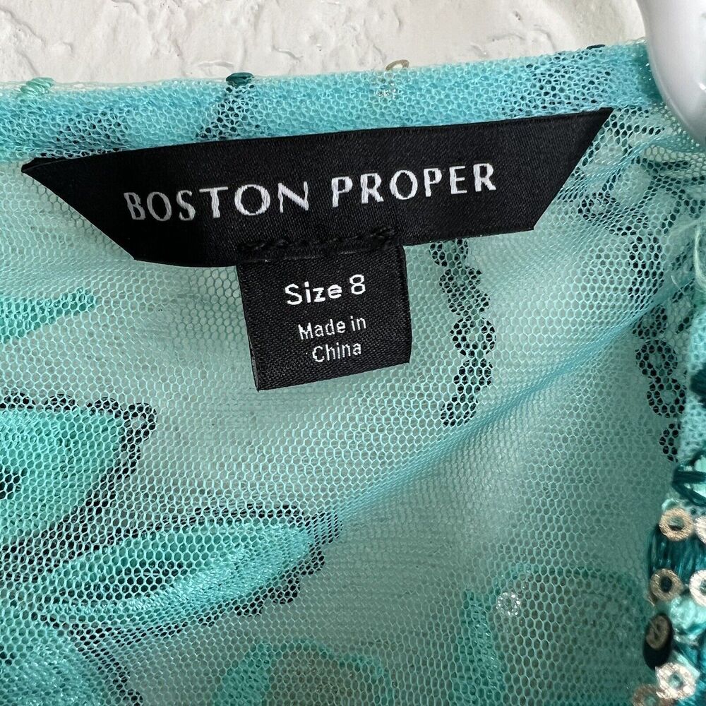 BOSTON PROPER SEXY SEQUIN/EMBROIDERED APPLIQUE BELL SLEEVE COCKTAIL DRESS 8 E19 - Picture 8 of 11